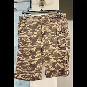 Camo print cargo shorts
